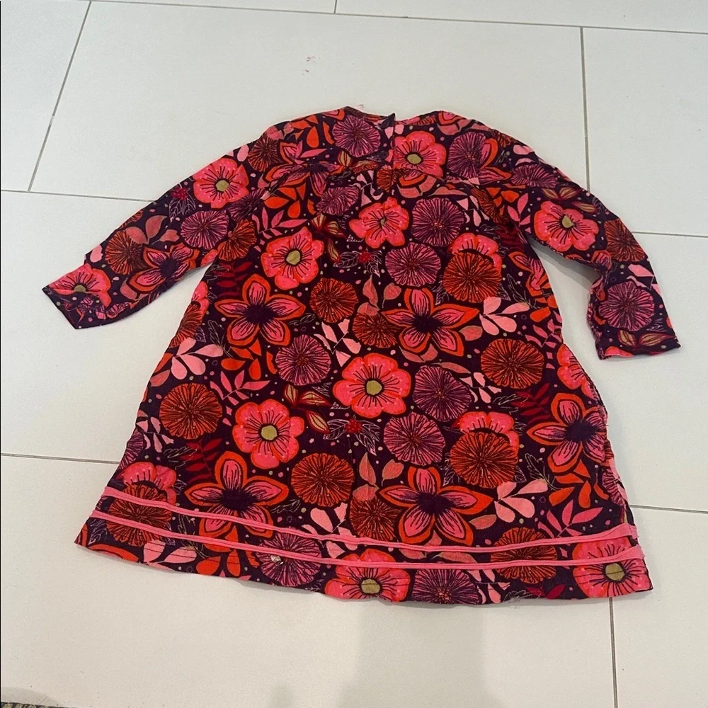 Le Top Pink and Orange Floral Dress corduroy 4T